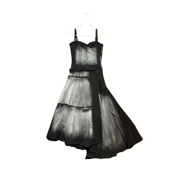 Marni Asymmetric‎ Tiered Wrap Denim Midi Dress with Paint Detail Size IT 38 US 2 - Picture 2 of 16